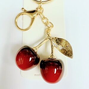 Belk Gold and Red Cherry Key Holder and purse charm.